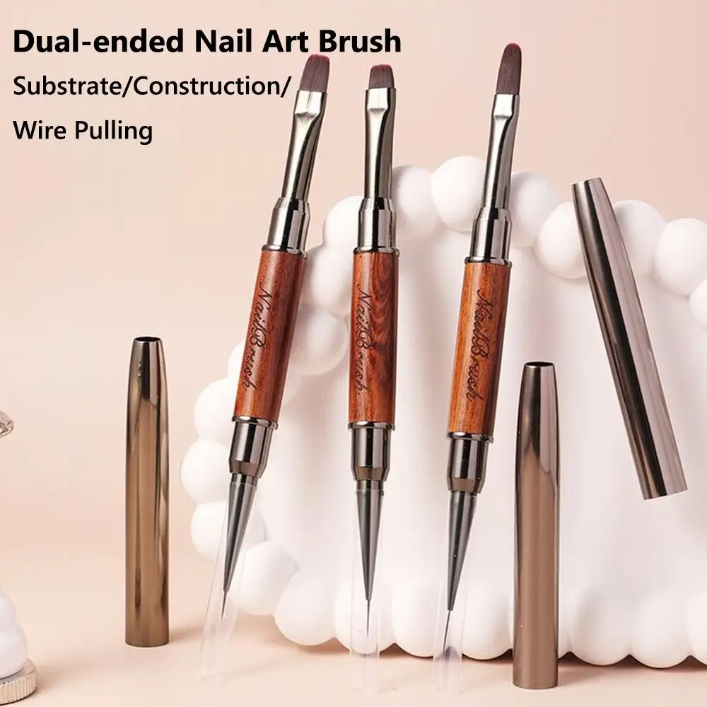 Durable Sandalwood Pole Nail Art Brush Dual-ended Professional Nail Liner Brush Nail Art Painting Pen Nail Painting