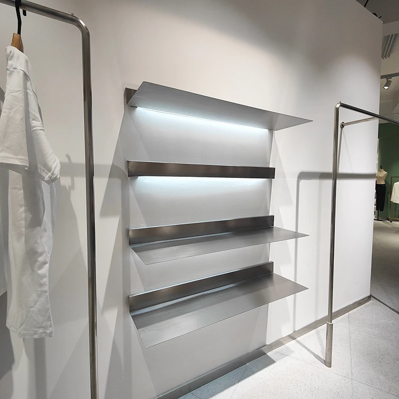 

Stainless steel shelves, high-end shoes, bags, display shelves, bookshelves, wall decoration display shelves, slotted partitions