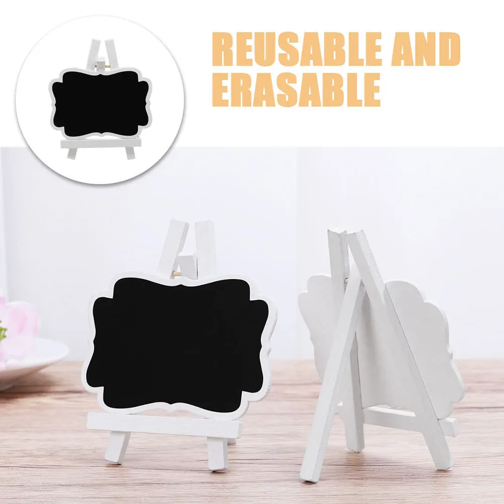 10Pcs Small Wooden Chalkboard Signs Mini Blackboard Reusable Tabletop Display Party Food Tags Catering Supplies