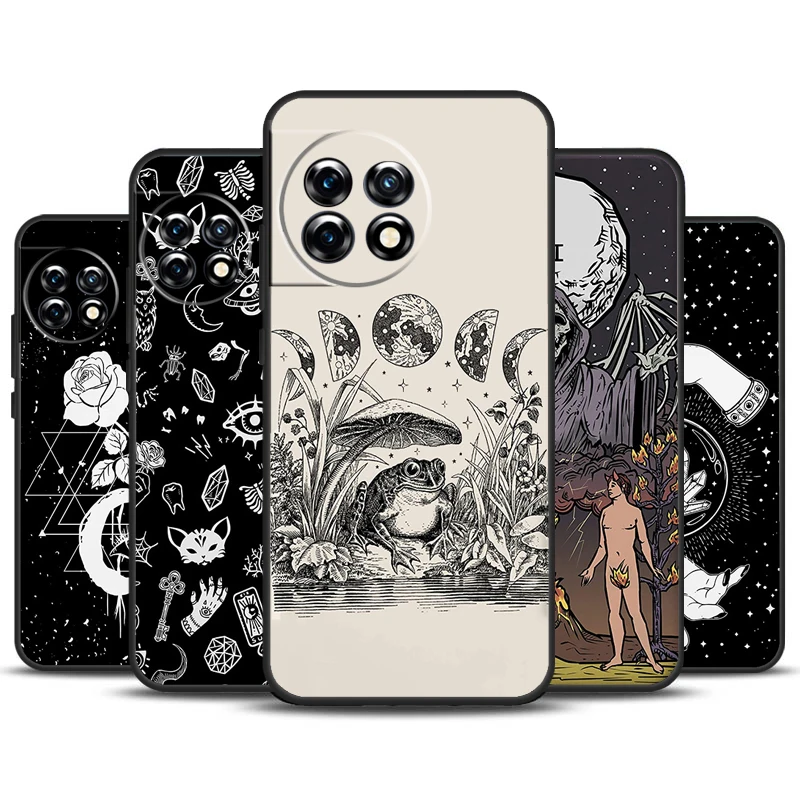 Occult Witchcraft Moon Gothic Witch Case For OnePlus Nord CE 2 Lite 3 2T N30 N20 N10 OnePlus 11 12 10T 12R 10R 8 9 10 Pro Cover