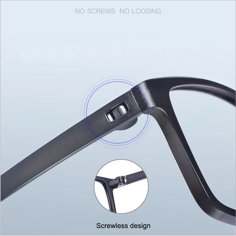 TR90 Screwless & Non-Metallic Anti Blue Light Reading Glasses,Men Women Square Ultralight Eyeglasses Black Grey Clear RX1X2