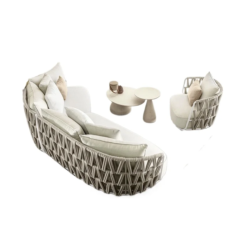 

Outdoor garden courtyard rain and sun protection sofa villa rattan sofa furniture combination leisure hotel rattan sofa