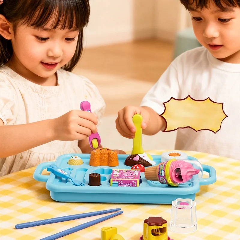 創造的なミニチュアフードキッチンおもちゃ、アイスクリームケーキDIY楽しいディナープレートセット、ごっこ遊びおもちゃ、男の子女の子の誕生日プレゼント