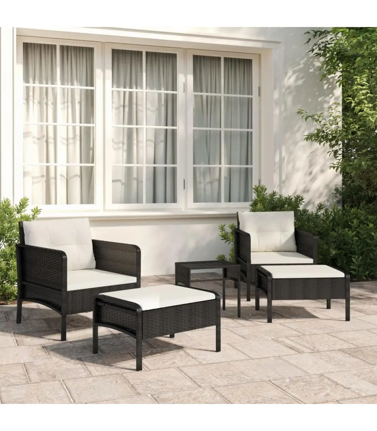 Garden sets garden furniture Set 5 PCs and black synthetic rattan cushions