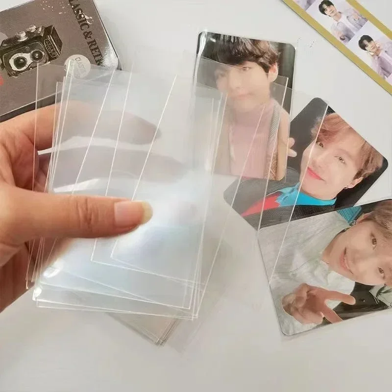 50pcs Korea Card Sleeves Clear Acid Free CPP HARD Binfer Photocard Holographic Protector Film Album Binder Photo Popcorn Card