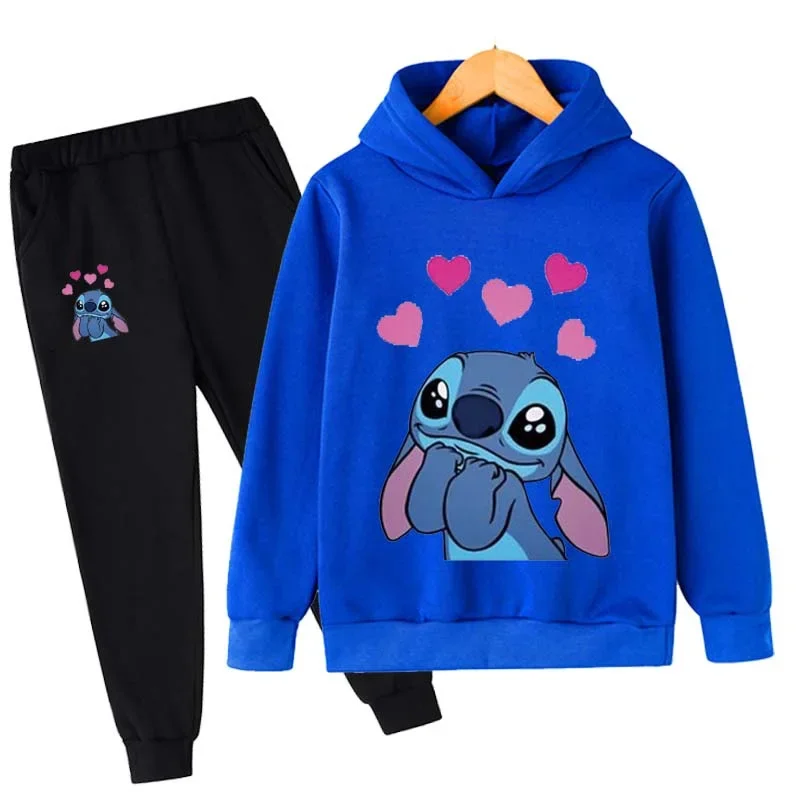 Children Stitch Clothes Kids Suit Warm Sweater Girl Hoodies Pullover Sweatshirt Pant Winter Spring Girl Boy Tracksuit Sportswear