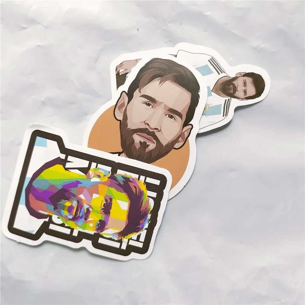 10/20/30/40/50Pcs Football Star Messi Cartoon Decal Notebook Computer Guitar Insulation Cup Mobile Locomotive Helmet Stickers