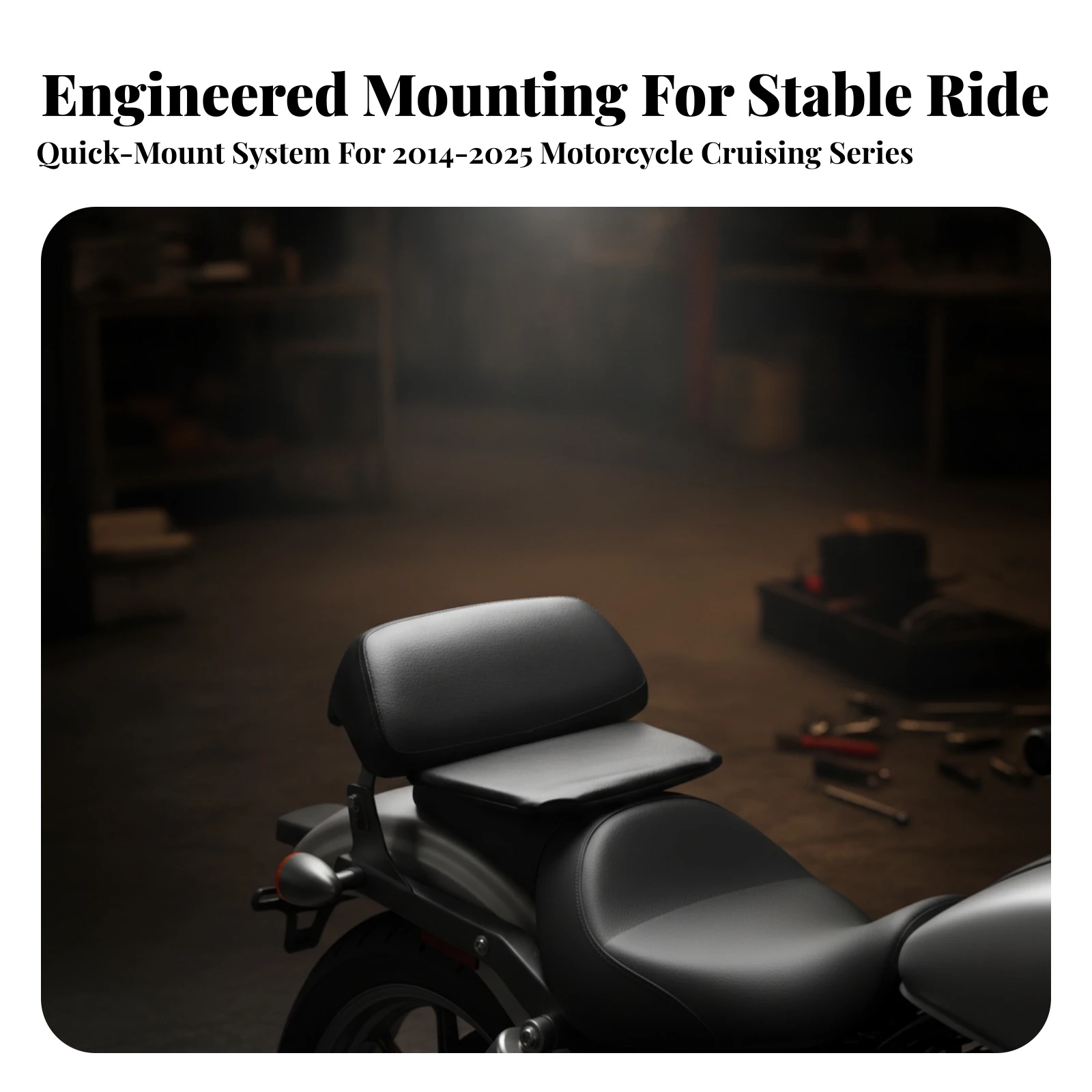Motorcycle Rear Backrest Cushion Contoured Passenger Backrest with Lower Support Easy Install Sleek for Touring