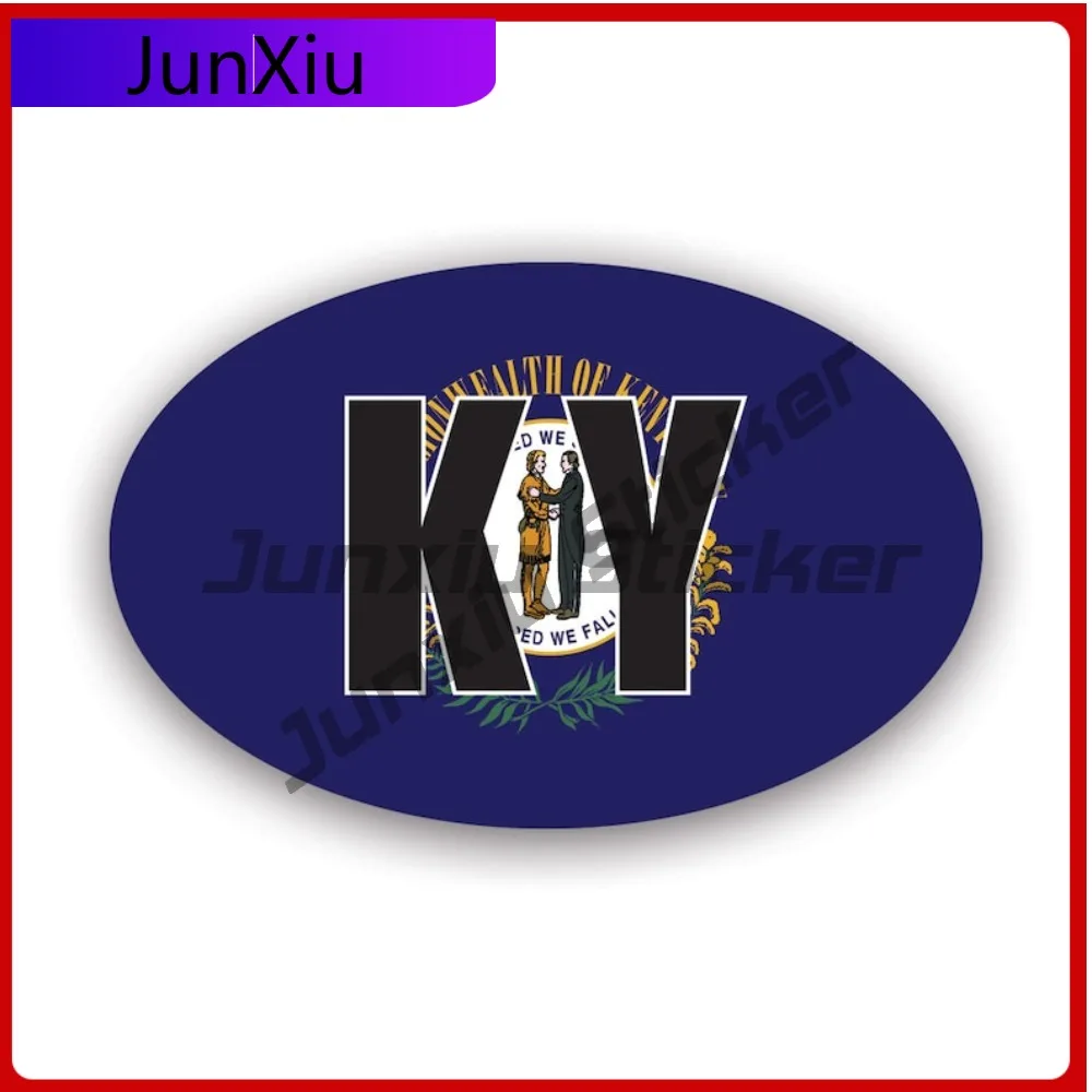 

Kentucky Flag Oval Sticker Waterproof Outdoor Cool Window Waterproof Vinyl Decal For Letter Boxe Decor High Quality Sticker Fun