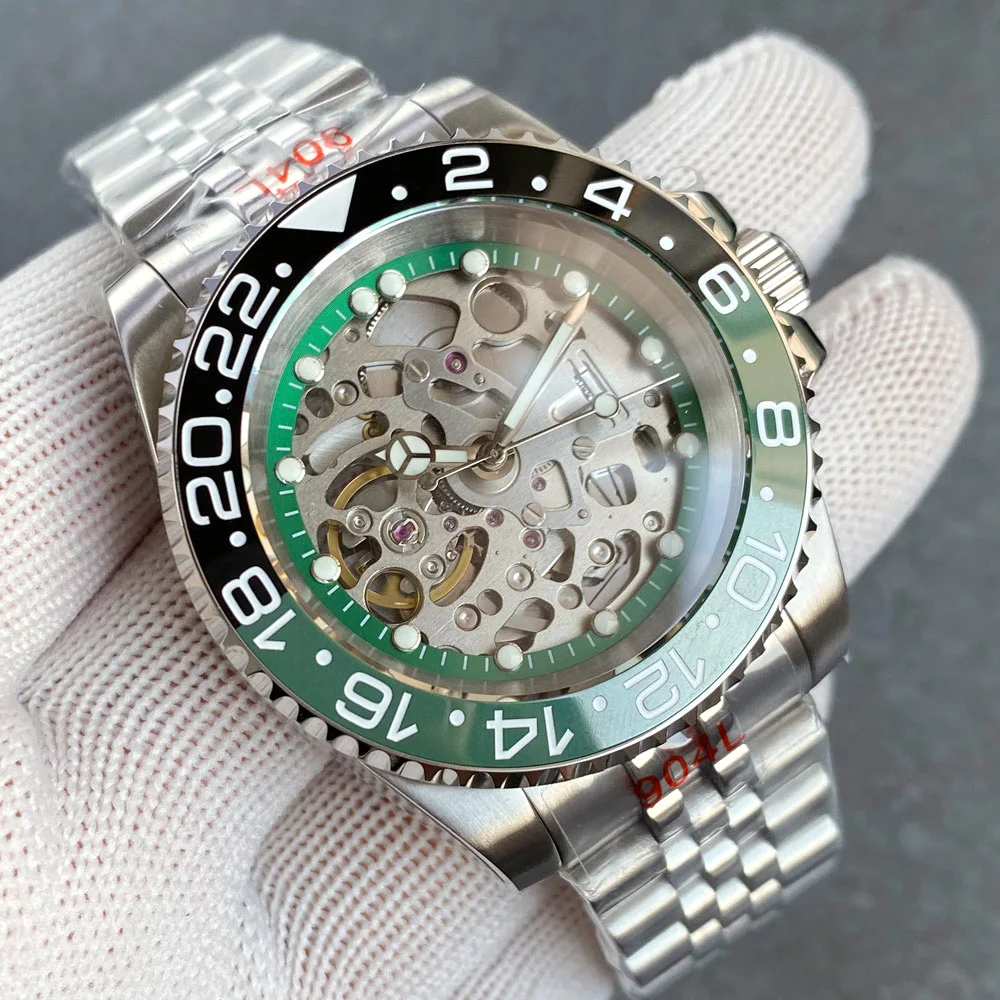 New Tandorio Green Hollow Dial NH70 movement 40mm Mechanical Watch For Men Sapphire Glass