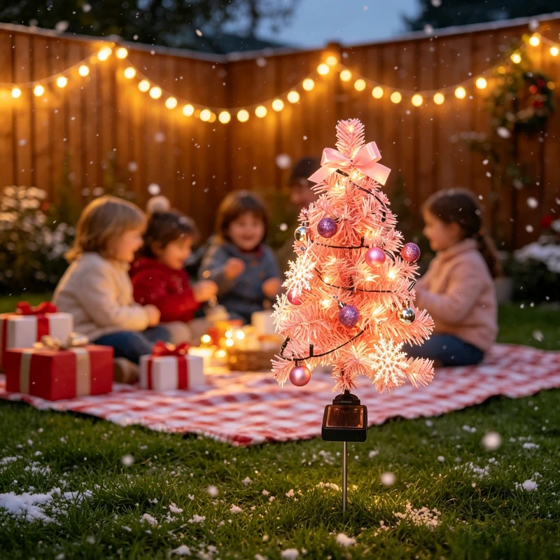 Güneş Enerjili Pembe Noel Ağac - Outdoor Solar Power Xmas Lights incelemesi ve fiyatı