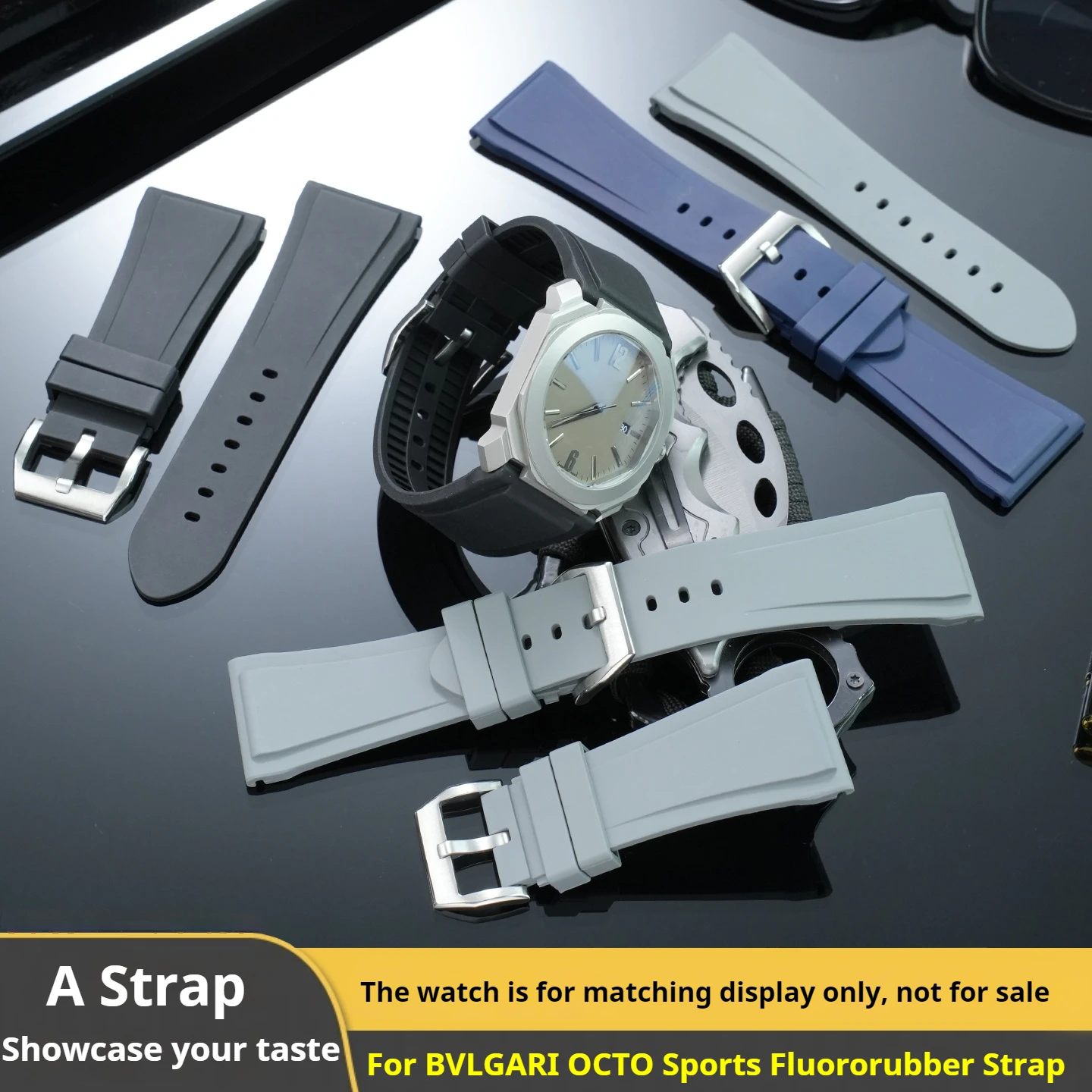 For BVLGARI OCTO FINISSIMO Series Large Size Men's Sports Watch Strap 101964 103068 102485 Fluororubber Watch Band 30mm Soft