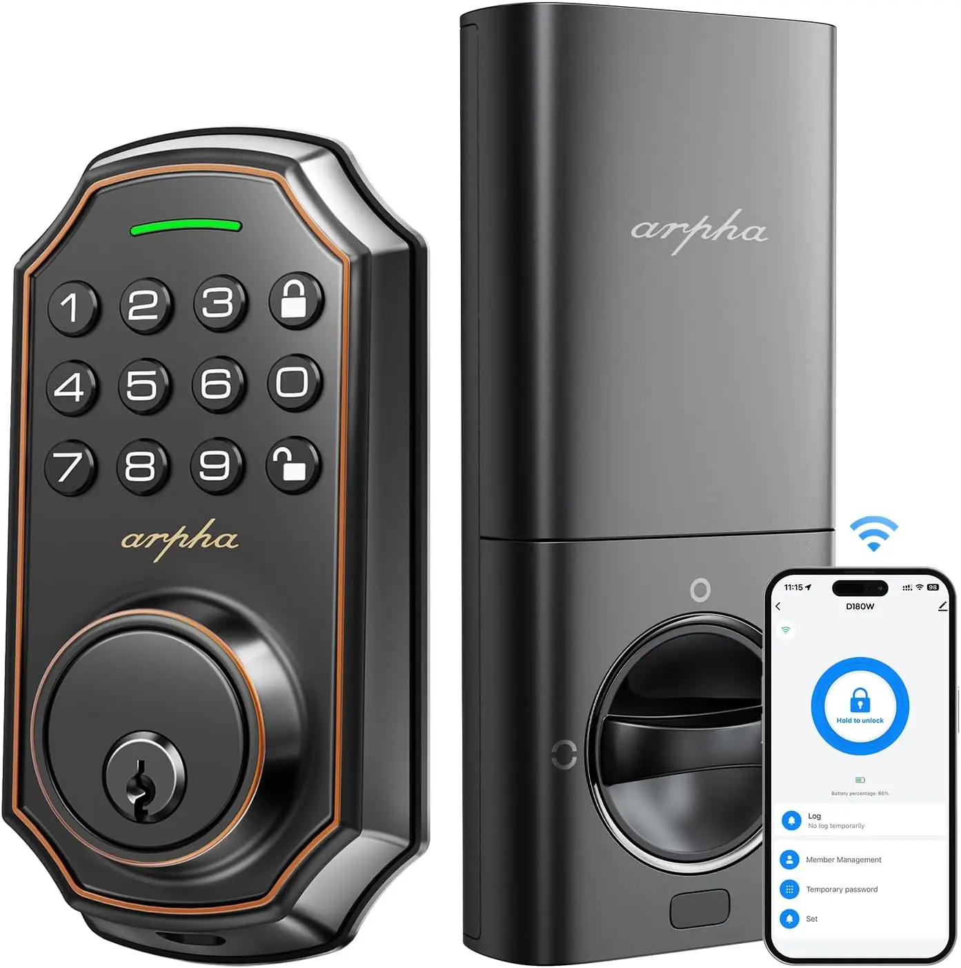

WiFi Smart Keypad Door Lock with Alexa & Google Assistant, Auto Lock, Anti-Peep Code, App Control for Front Door