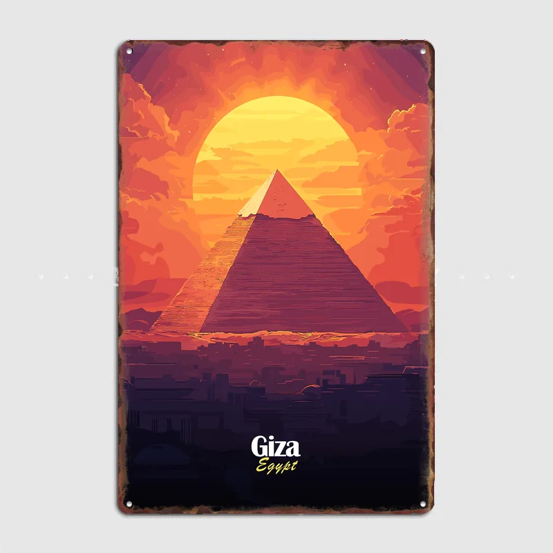 Giza Pyramid Sunset Travel Scenery Posters Retro Garage Club Bar Indoor Wall Vintage Poster Room Decoration Home Decor