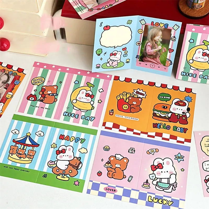 50 Pcs Cute Folding Greeting Card Korean Style Card Packaging Bottom Card Decoration Small Card Cartoon Message Card