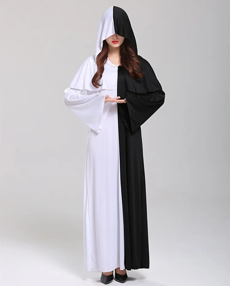 زي الهالوين للسيدات البالغات التأثيري الطاوية الكسول شبح رداء طويل بلا وأبيض غير عادي ملابس تشينغ ديناس الشبح