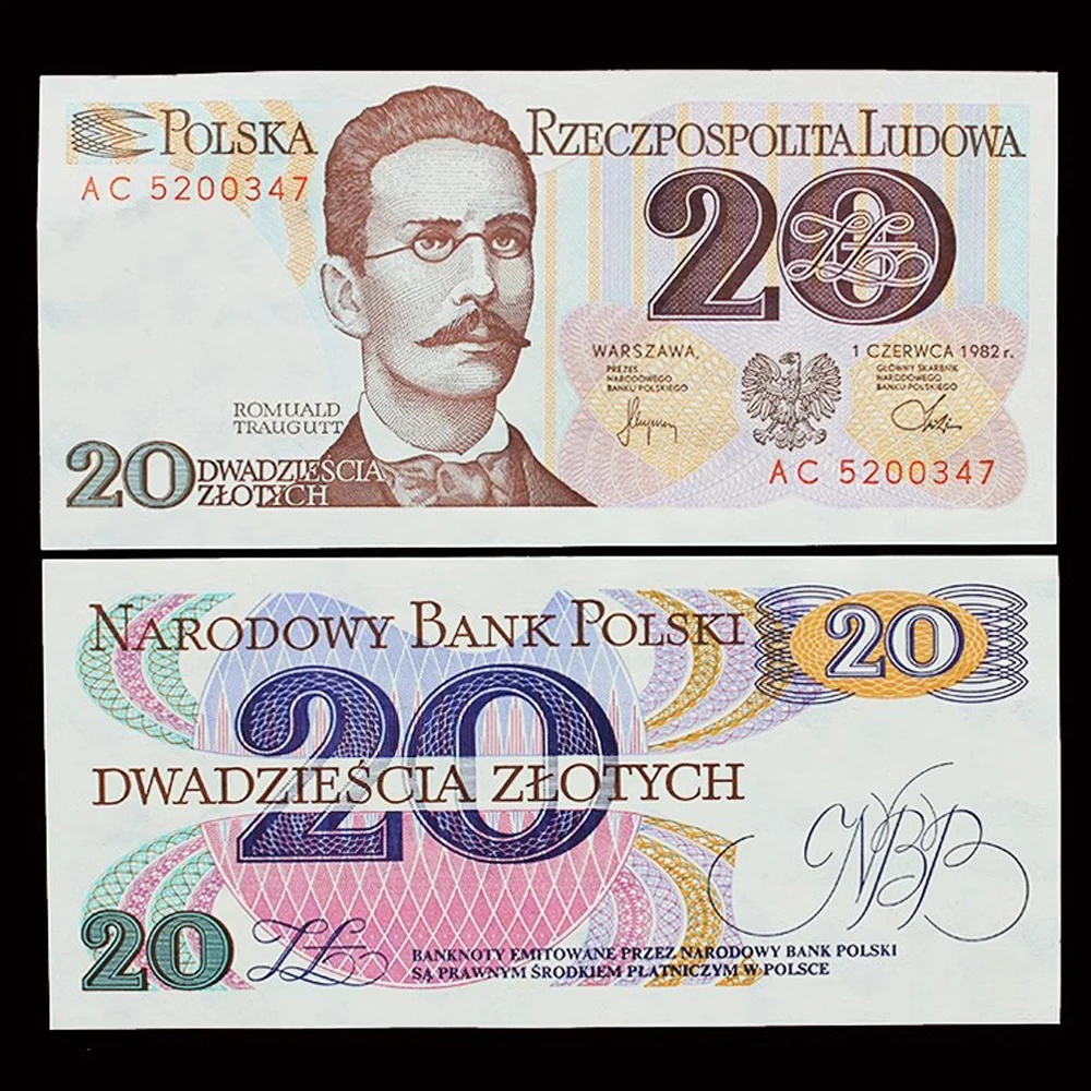 1982 World/Poland 20 Zloty Original Commemorative Notes UNC