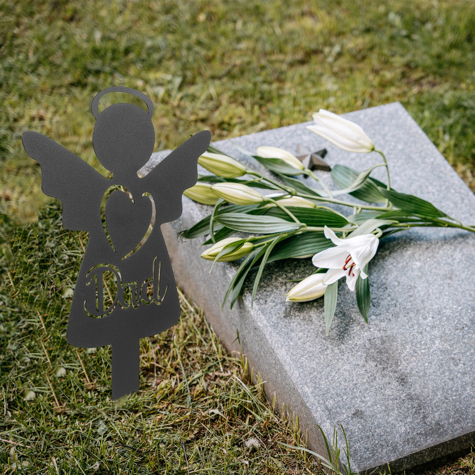 

Memorial Plaque Angel Stake Grave Metal Angel Yard Stake Marker Cemetery Decoration Garden nament Iron Yard Sign