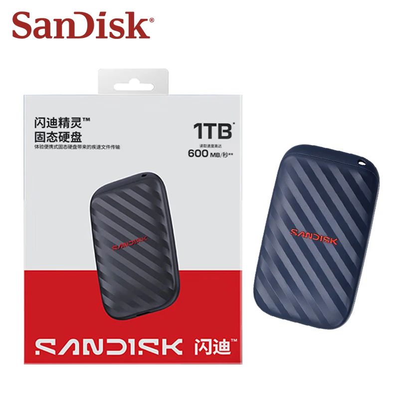 SANDISK Portable Solid State Drive E10 USB 3.2 Type-C Hard Drive 1TB PSSD for Smartphone Tablet PC Up to 600Mb/s Read SSD Disk