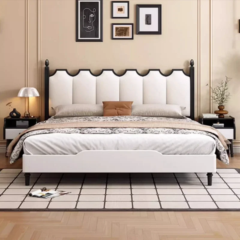 

Luxury Black European Bed Designer Simple Human King Double Bed Headboards White Muebles Para Dormitorio Nordic Furniture