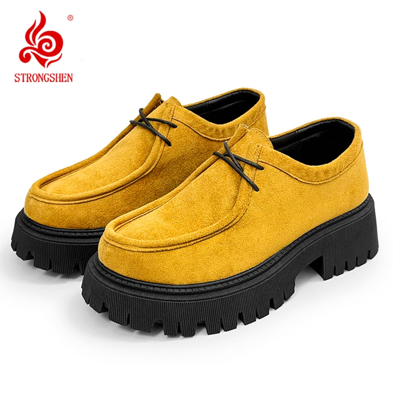 

Men Suede Casual Shoes Retro Style Men Platform Shoes Outdoor Anti Slip Wear-resistant High-quality Thick Soled Comfort Shoes