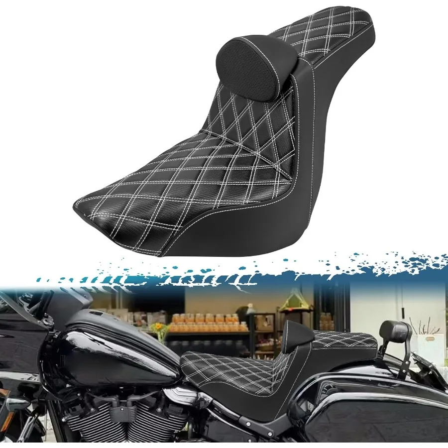 OnePiece Driver Passenger Seat Motorcycle 2Up Seat with Driver Backrest Cushion Pad Fit for Harley Sport Glide FLSB Low Rider F