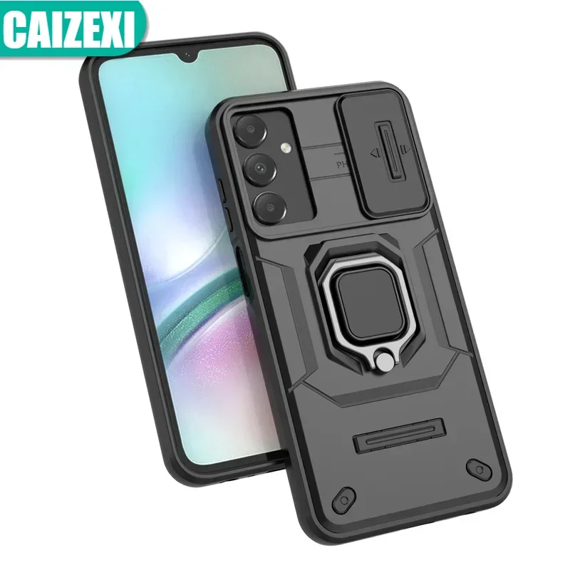 For Samsung Galaxy A15 5G Case SM-A156B Slide Lens Protection Ring Stand Back Cover for Samsung A15 A 15 Armor Shockproof Funda