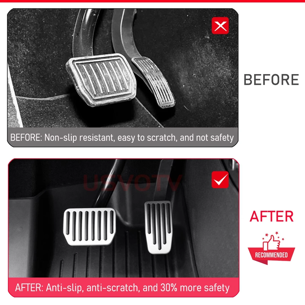 USVOTOV الأداء وسادة دواسة القدم ل تسلا نموذج 3 Y العرعر دواسات القدم غطاء استبدال عدم الانزلاق حامي اكسسوارات الكسوة #3