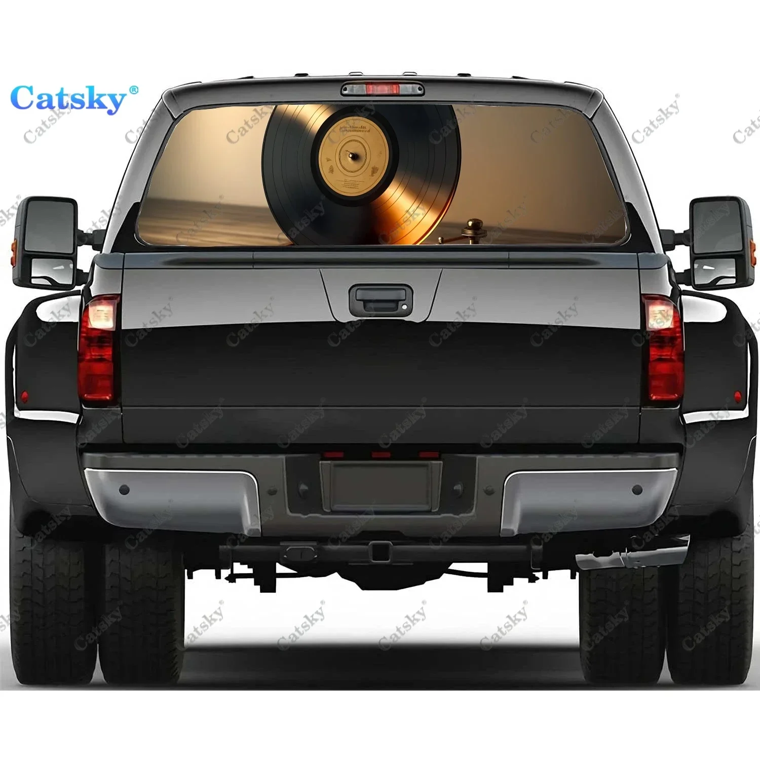 

Music Record Art Design Rear Window Decal Fits Pickup,Truck,Car Universal See Through Perforated Back Window Vinyl Sticker