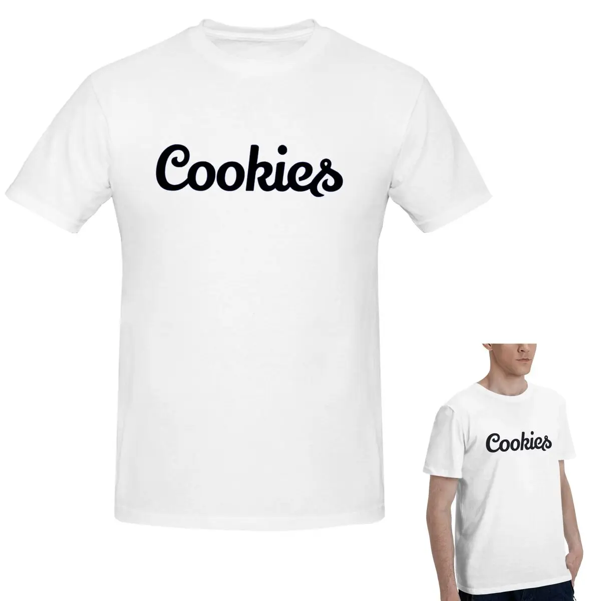 

Футболка из 100% хлопка с печеньем, мужская модная футболка большого размера, мужские летние рубашки с круглым вырезом, топы, S-6XL