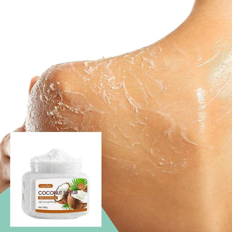 350g Coconut Scrub Is Rich in Skin Care Ingredients Such as Walnut Shell Powder, Glycerin, and Coconut Extract, with a Fresh Coconut Scent. It Contains Gentle and Fine Scrub Particles That Deeply Cleanse the Skin, Removing Impurities, Physically Exfoliating, Deeply Nourishing, and Providing a Refreshing and Clean Complexion. It Can Be Used on Various Parts of the Body, Suitable for a Variety of Skin Types, and Is Suitable for Both Men, Women, and Children. It Is the Ultimate Choice for Cleansing and Care