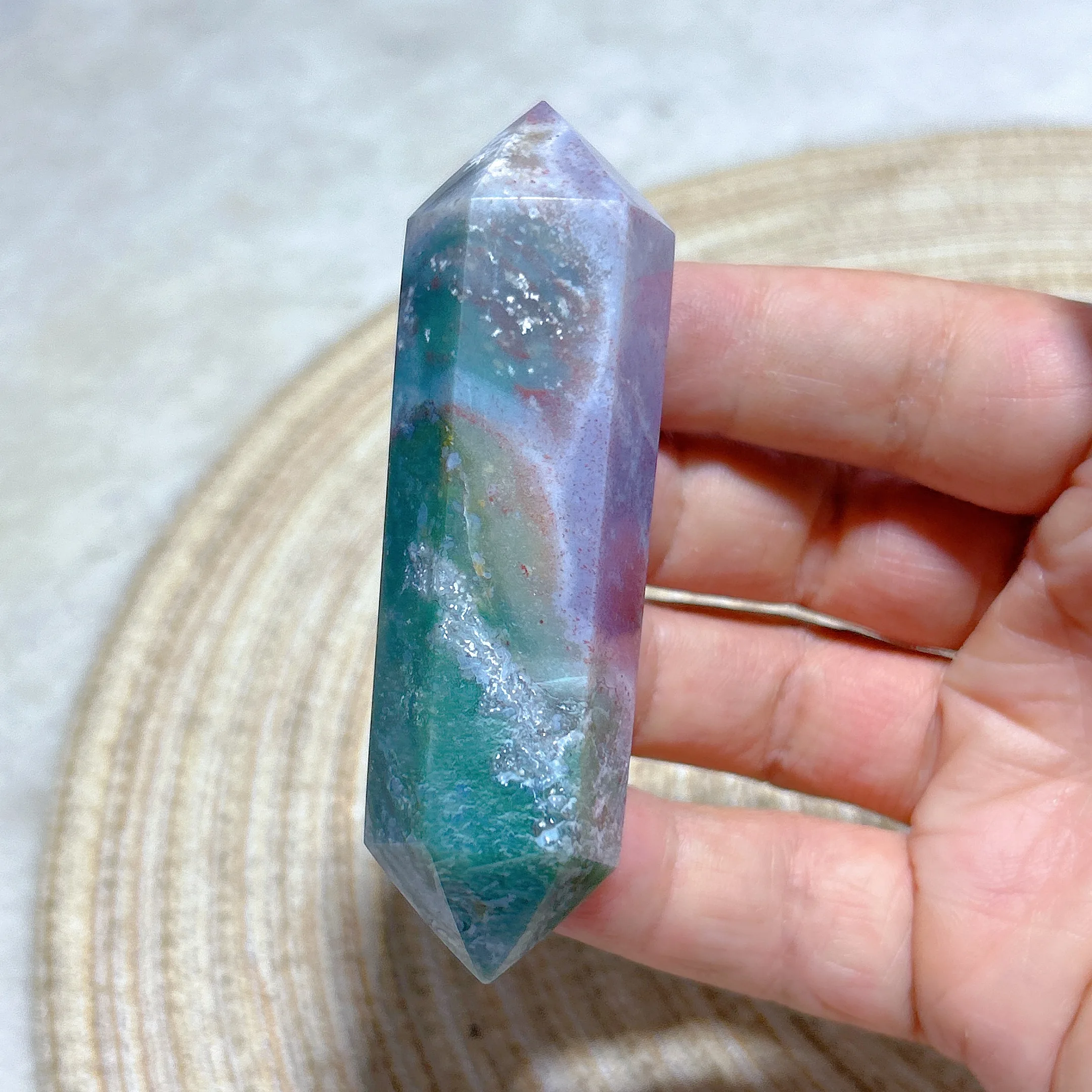 Natural Crystal Ocean Jasper Double Point Tower Healing High Quality Gemstones Reiki Mineral Energy Home Decorations Gift