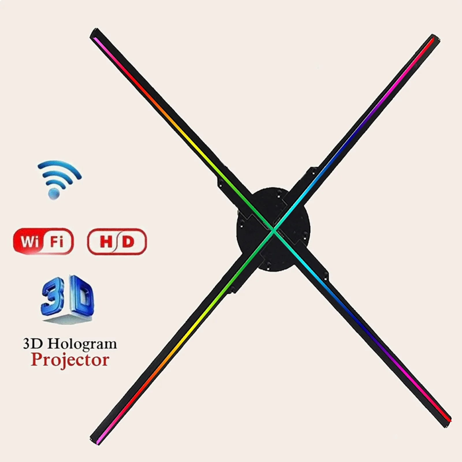 65CM 3D Holographic Projector 576 LED Beads WiFi Advertising Display Fan Hologram Machine