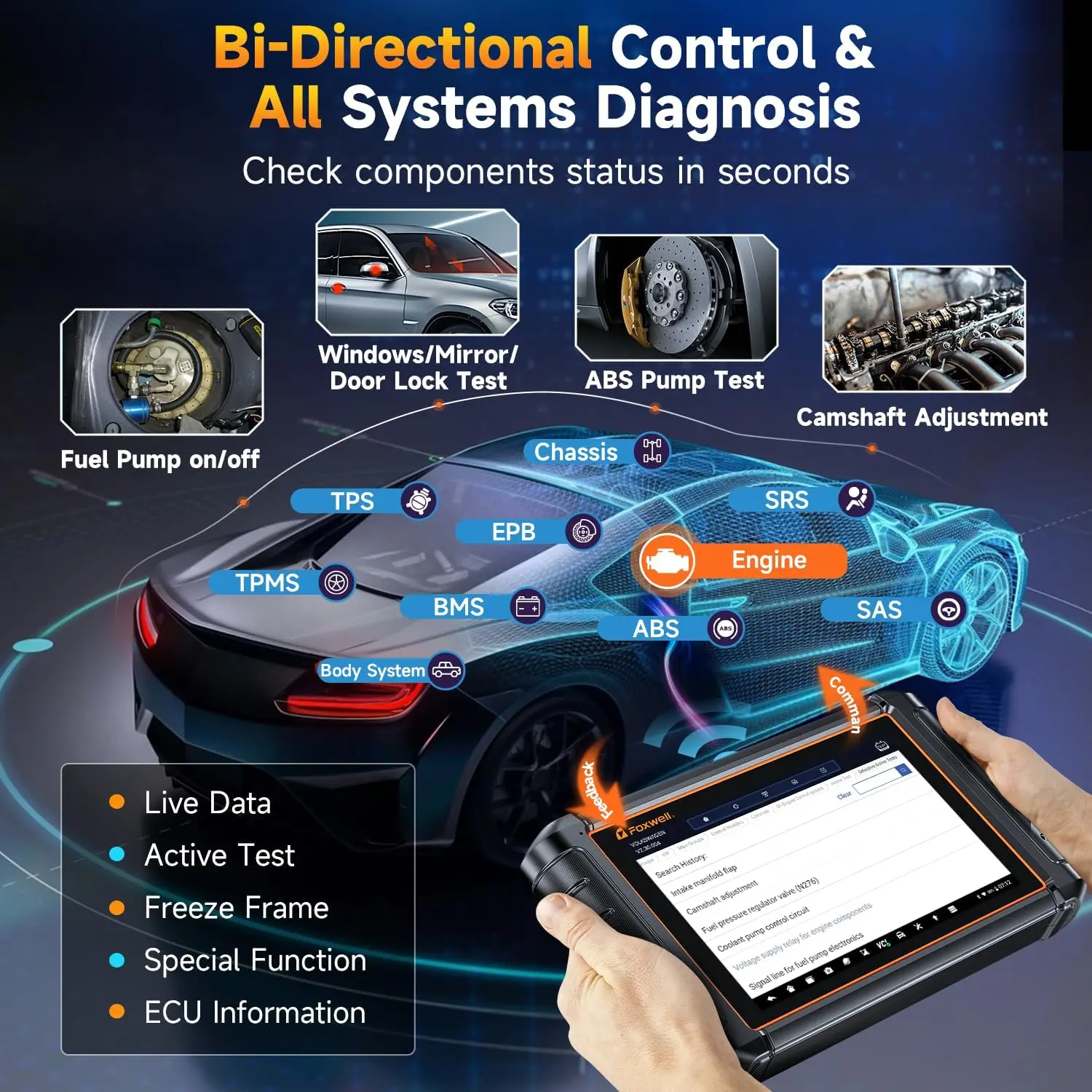 

Foxwell NT909 OBD2 Scanner Wireless Bidirectional AutoAuth V.A.G Guide Full System CANFD DOIP 30+Reset ECU Diagnostic Tool