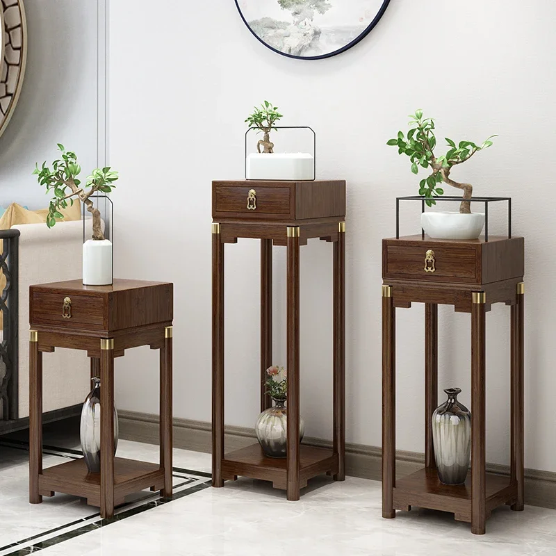 Novo sofá estilo chinês com mesa de flores do chão ao teto, armazenamento verde e suculento simples moderno