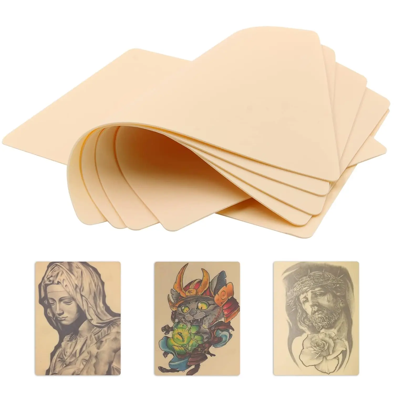 10 Stück Doppelseitige Blanko-Tattoo-Übungshaut Trainings-Kunsthaut zum Zeichnen und Linieren von Augenbrauen Permanent Make-up Werkzeug Tattoo-Zubehör