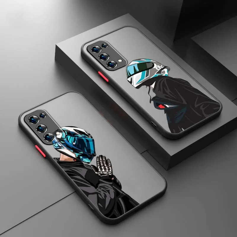 

Motorcycle rider cool Phone Case For OPPO Find X3 X5 Lite Pro A98 A94 A93 A78 A79 A76 A58 A57 5G Frosted Translucent