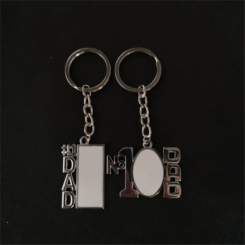 

sublimation metal #1 dad blank rectangle keychains key ring for Father's Day gift hot transfer blank diy materials 15pcs/lot