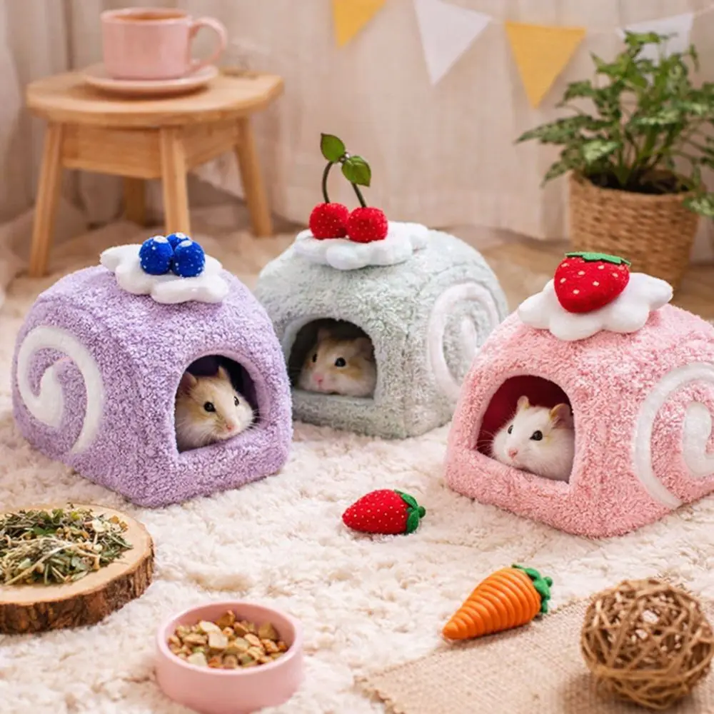 

Chinchilla Shelter Warm Hamster Cake Nest Cute Soft Hamster Cage Swiss Roll Shape Multi-Functional Bird Hiding House Household