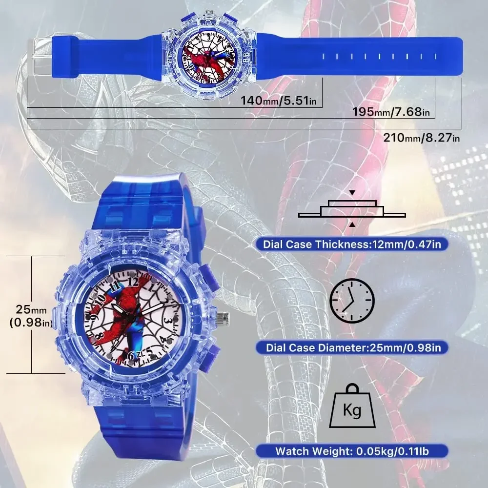 Disney Spiderman Kids Watch for Boys Girls Adjustable Strap Flashing Learning Time Kids Wrist Watch Toy Children Clock Gift