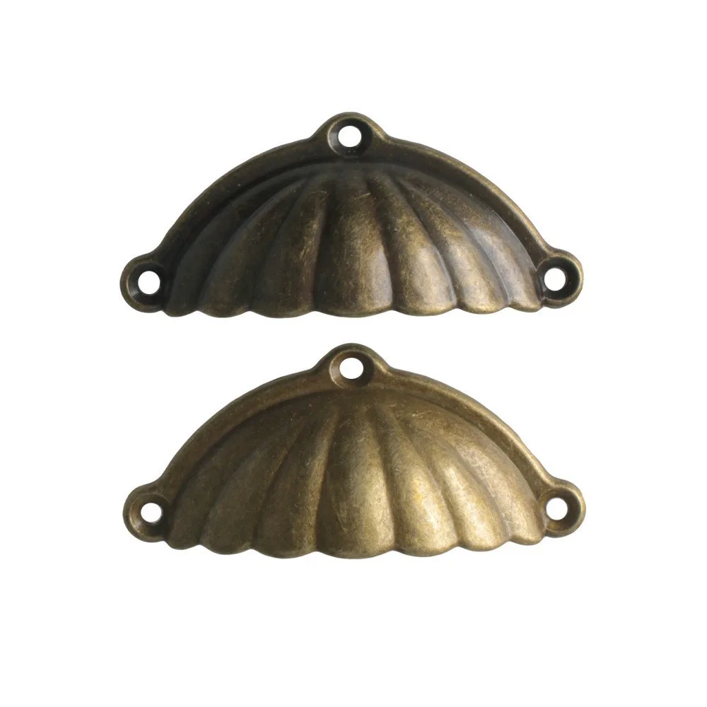 Antique shell handle, drawer handle semi-round dumpling handle, alloy handle cabinet handle pattern shell medicine cabinet
