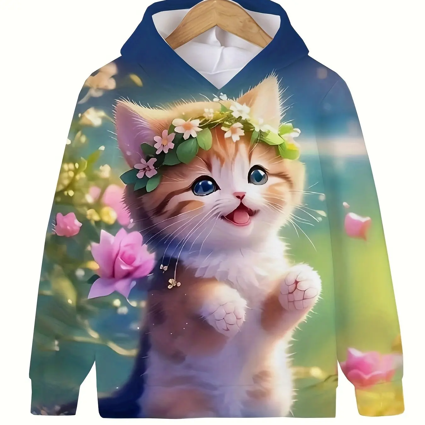 Children\'s Clothing Hoodies Girls Clothes Long Sleeve Cute Cat Print Casual Kid Summer Autumn Clothes Kids Clothes Outdoor Tops