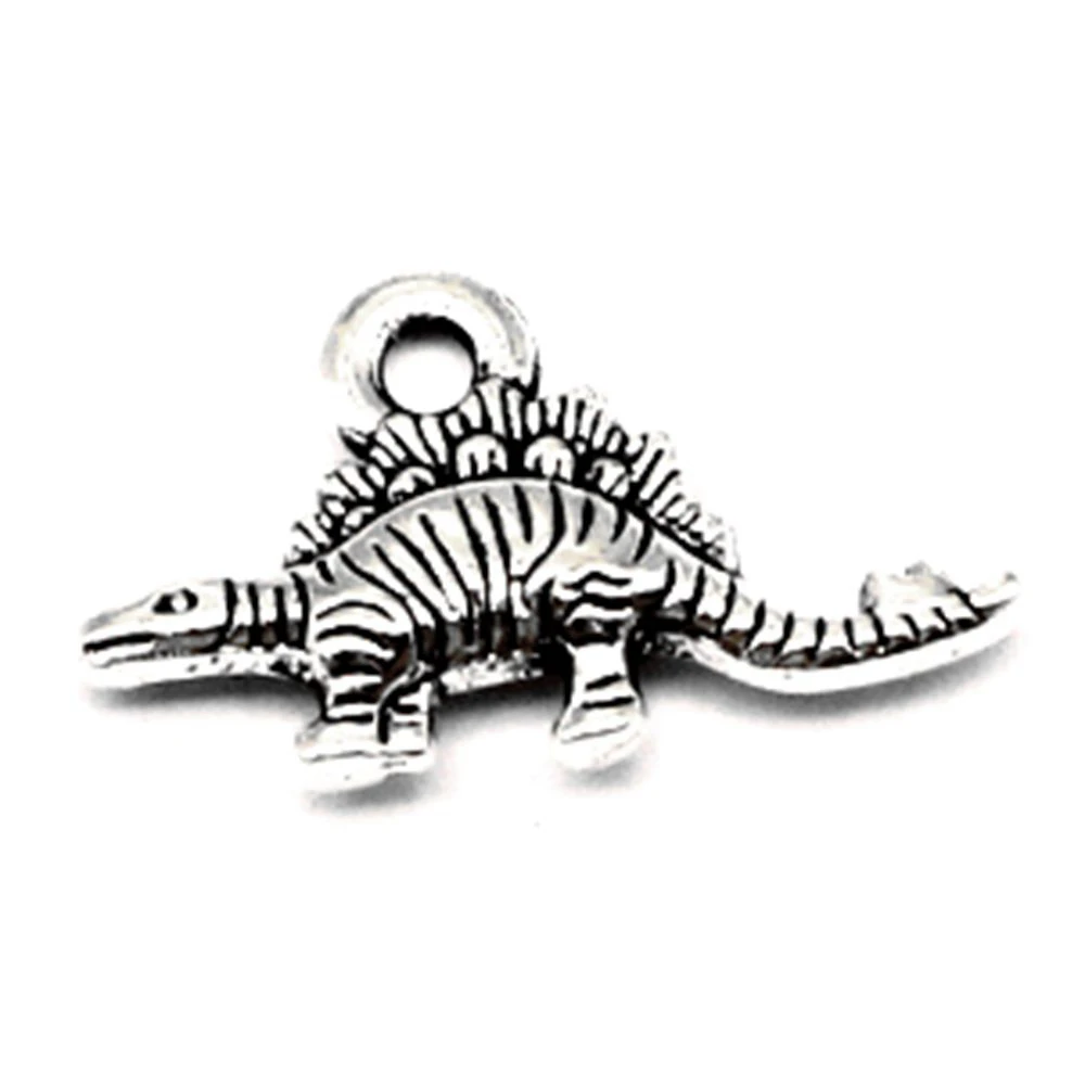 30pcs 10x16mm Dinosaur Charms Pendant Necklac Accesori Fashion Jewellery Antique Silver Color