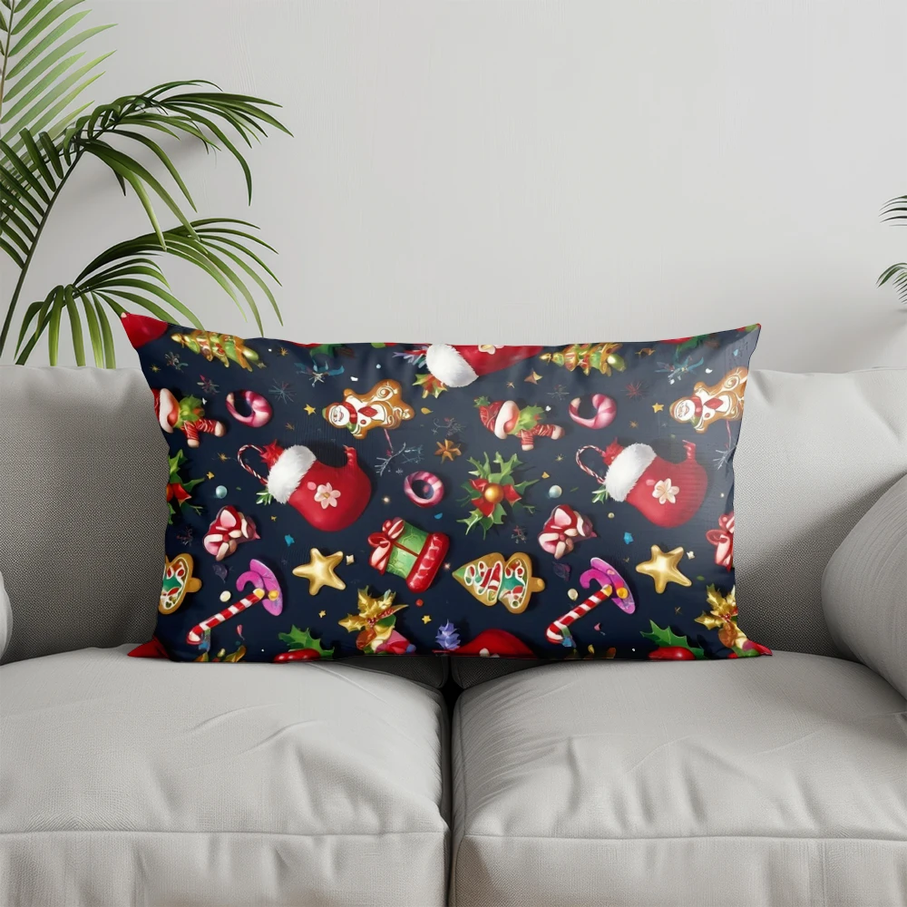 ديكور المنزل لطيف الصلصال عيد الميلاد وسادة غطاء مناسبة ل أريكة غرفة نوم سيارة وسادة غطاء وسادة مستطيلة الظهر وسادة #3