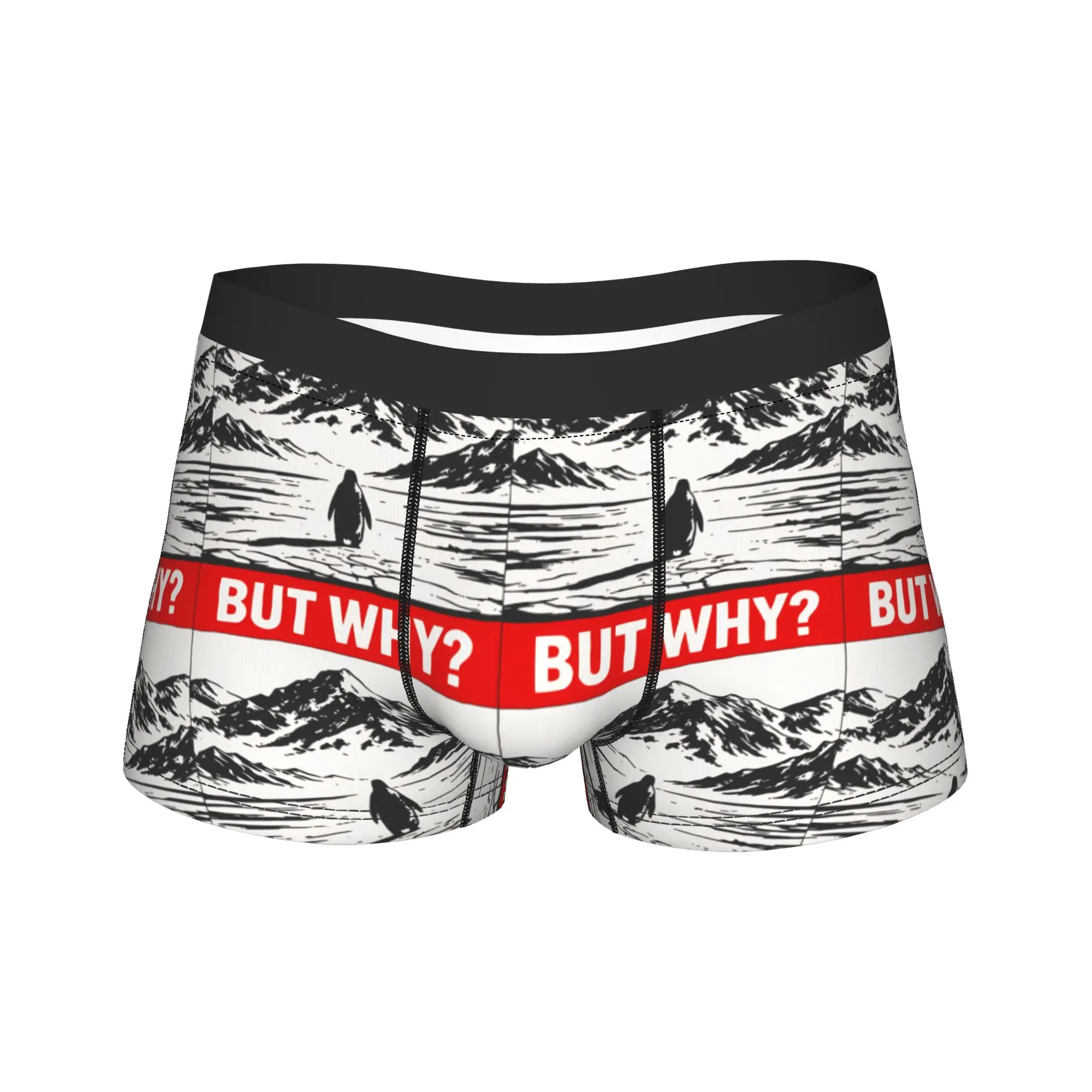 

Nihilist Penguin But Why meme Underwear Men's Shorts Briefs Sexy Soft Trunk Trenky Custom DIY Plus Size Panties