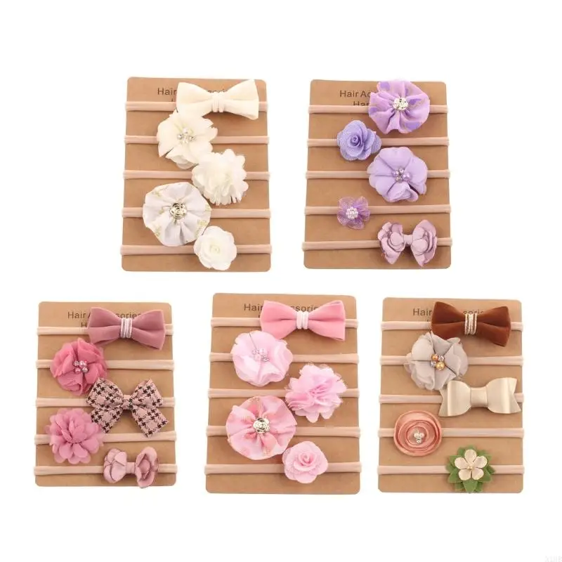 

N1HB 5PCS/SET дышащие нейлоновые повязки на голову головной убор для детской повседневной одежды