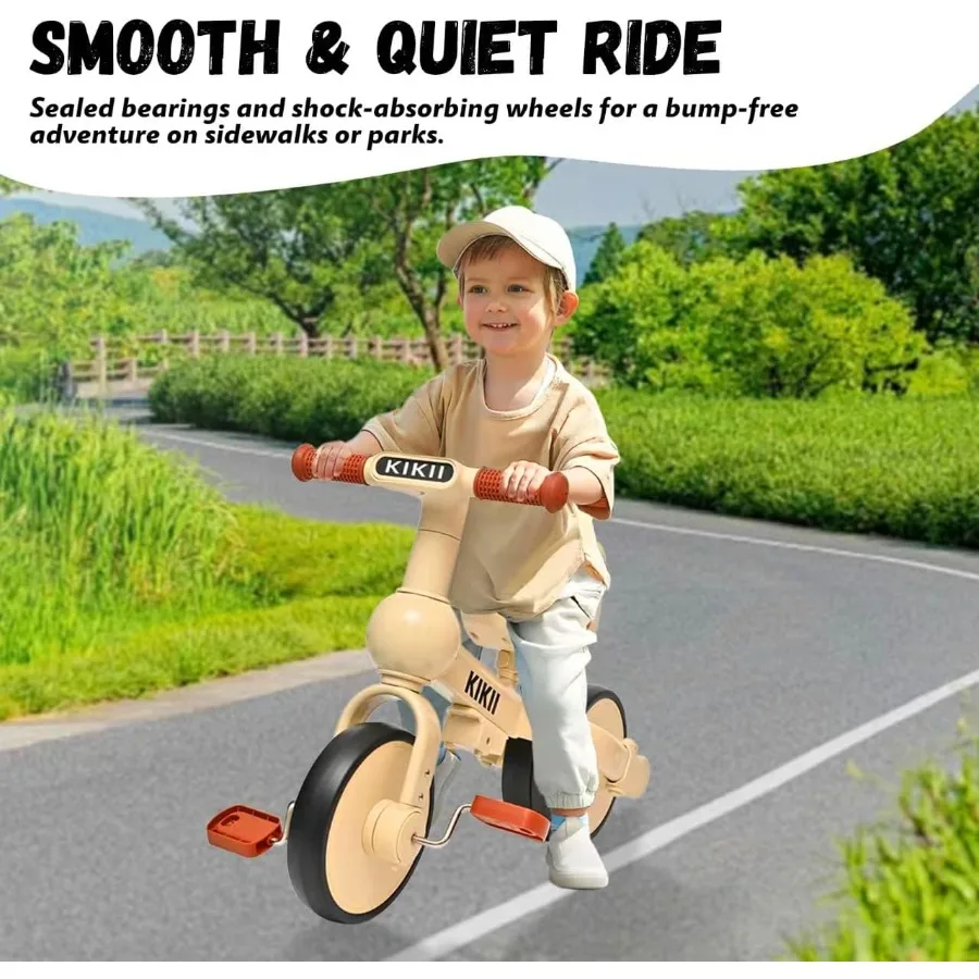 Triciclo per bambini 4 in 1 per 2-4 anni, bici da equilibrio convertibile con pedali, assemblaggio senza attrezzi, triciclo per bambini, ri interno/esterno