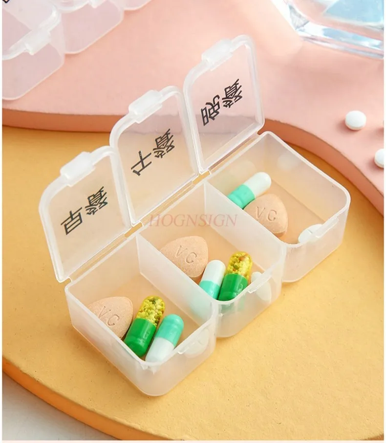 1pcs Mini mini medicine box, portable medication packaging and reminder box for taking medicine before and after meals