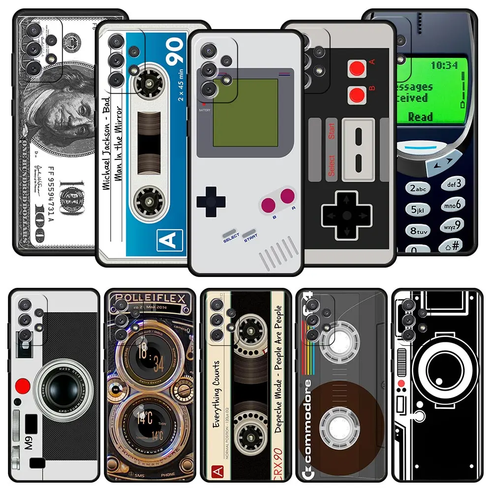 Vintage Tape Camera Gameboy Phone Case For Samsung Galaxy A13 A52 A33 5G A53 A73 A23 A03s A21s A51 A71 A31 A11 A41 M21 M31 Cover