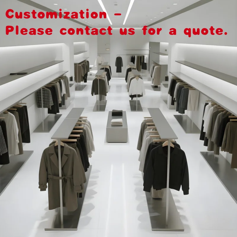 

custom.Luxury Stainless Steel Retail Store Fixture Hanging Clothes Custom Lady Shop Design Metal Clothing Dress Display Rac